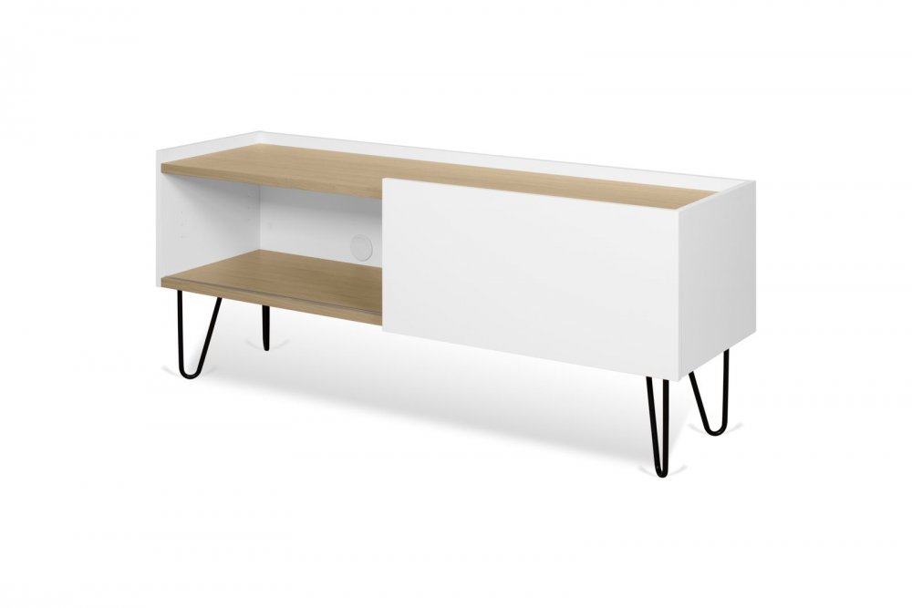 Meuble TV design NINA  Chêne clair et blanc